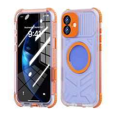 ShellBox Case for iPhone 16 Plus — Vibrant Orange Transparent Waterproof & Shockproof Case