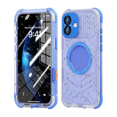 ShellBox Case for iPhone 16 Plus — Sky Blue Transparent Magnetic Waterproof & Shockproof Case
