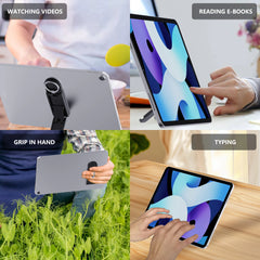 Adjustable Silver Grey Carbon Steel Tablet Stand with Silicone Pads – 2 Piece Set