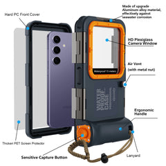 15m Waterproof Shockproof Phone Case with Camera Frame
