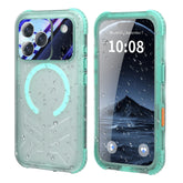 ShellBox Case Waterproof Case for iPhone 17 Pro – Clear Frosted Matte Teal Green with Screen & Lens Protector