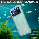 ShellBox Case Waterproof Case for iPhone 17 Pro Max – Clear Frosted Matte Teal Green with Screen & Lens Protector