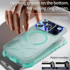 ShellBox Case Waterproof Case for iPhone 17 Pro – Clear Frosted Matte Teal Green with Screen & Lens Protector