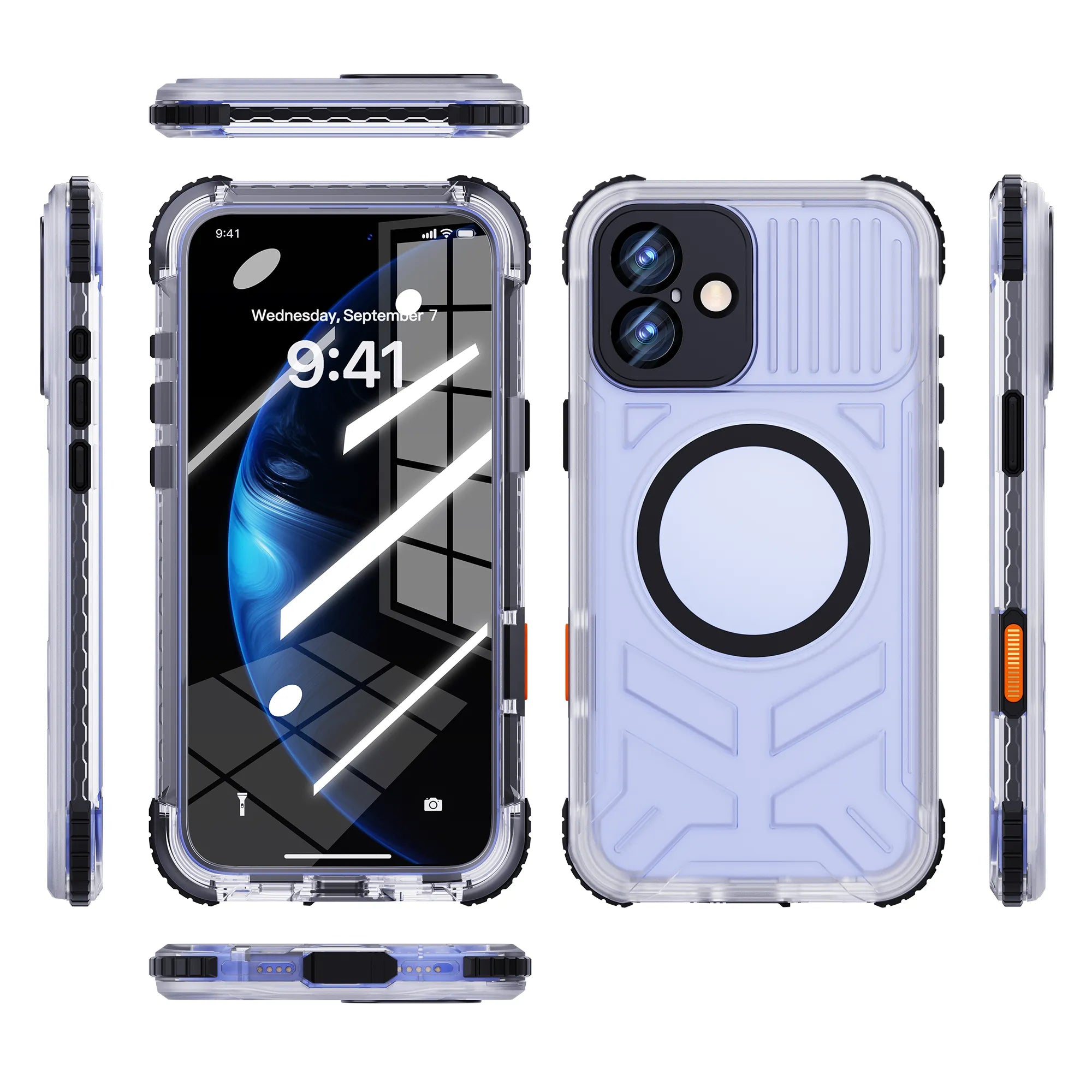 ShellBox Case iPhone 16 Plus Black Transparent Protective Case – Slim Shockproof Hybrid Cover