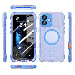ShellBox Case for iPhone 16 Plus — Sky Blue Transparent Magnetic Waterproof & Shockproof Case