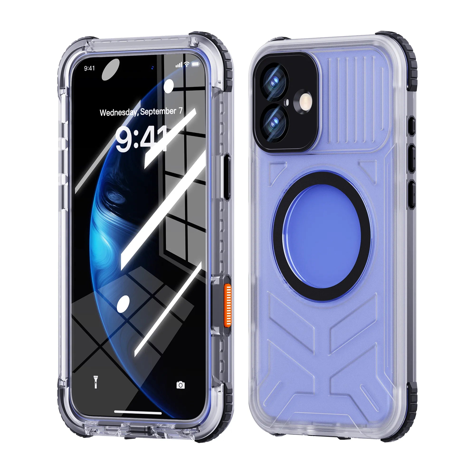 ShellBox Case iPhone 16 Plus Black Transparent Protective Case – Slim Shockproof Hybrid Cover