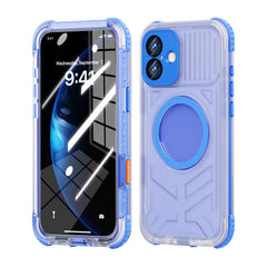 ShellBox Case for iPhone 16 Plus — Sky Blue Transparent Magnetic Waterproof & Shockproof Case