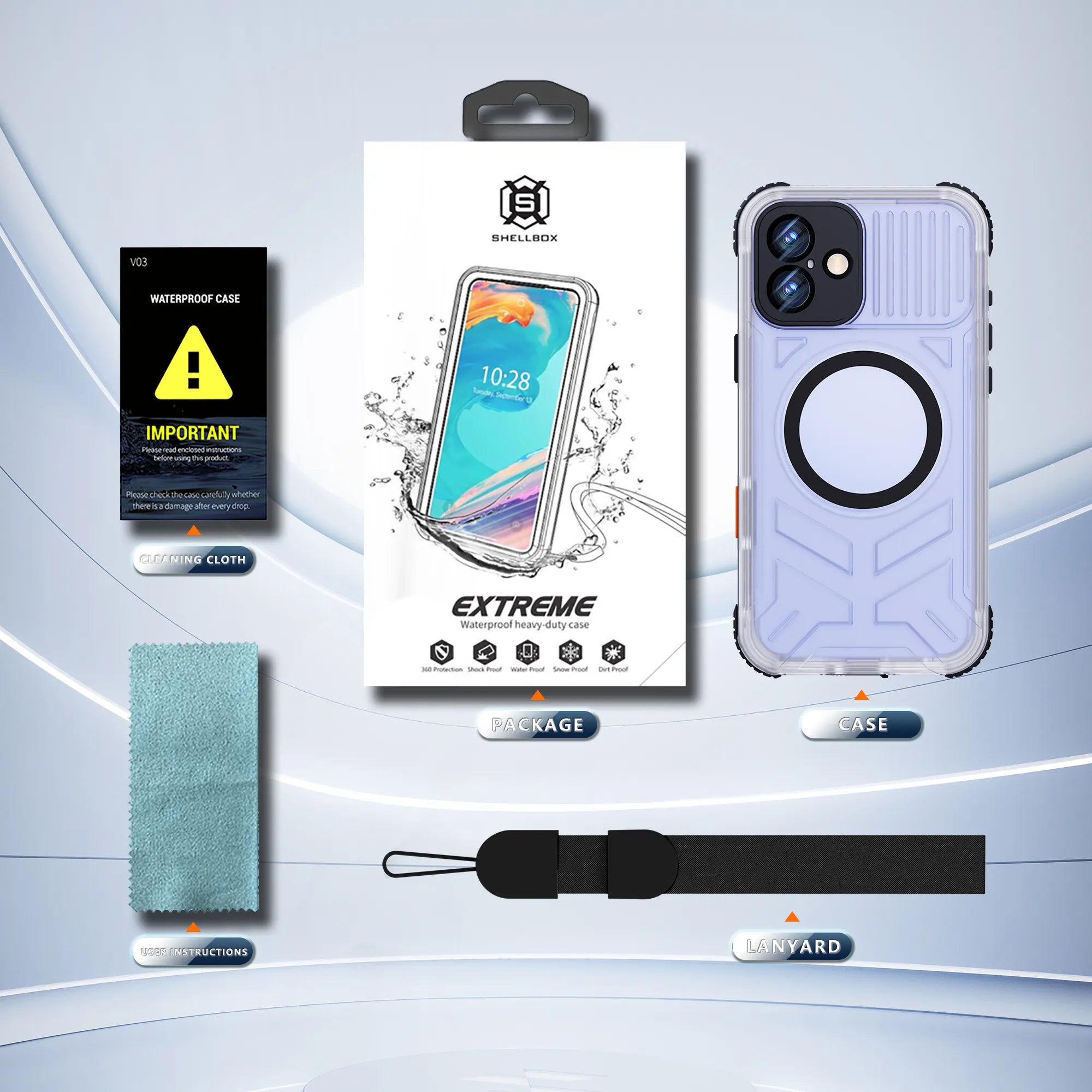 ShellBox Case iPhone 16 Plus Black Transparent Protective Case – Slim Shockproof Hybrid Cover