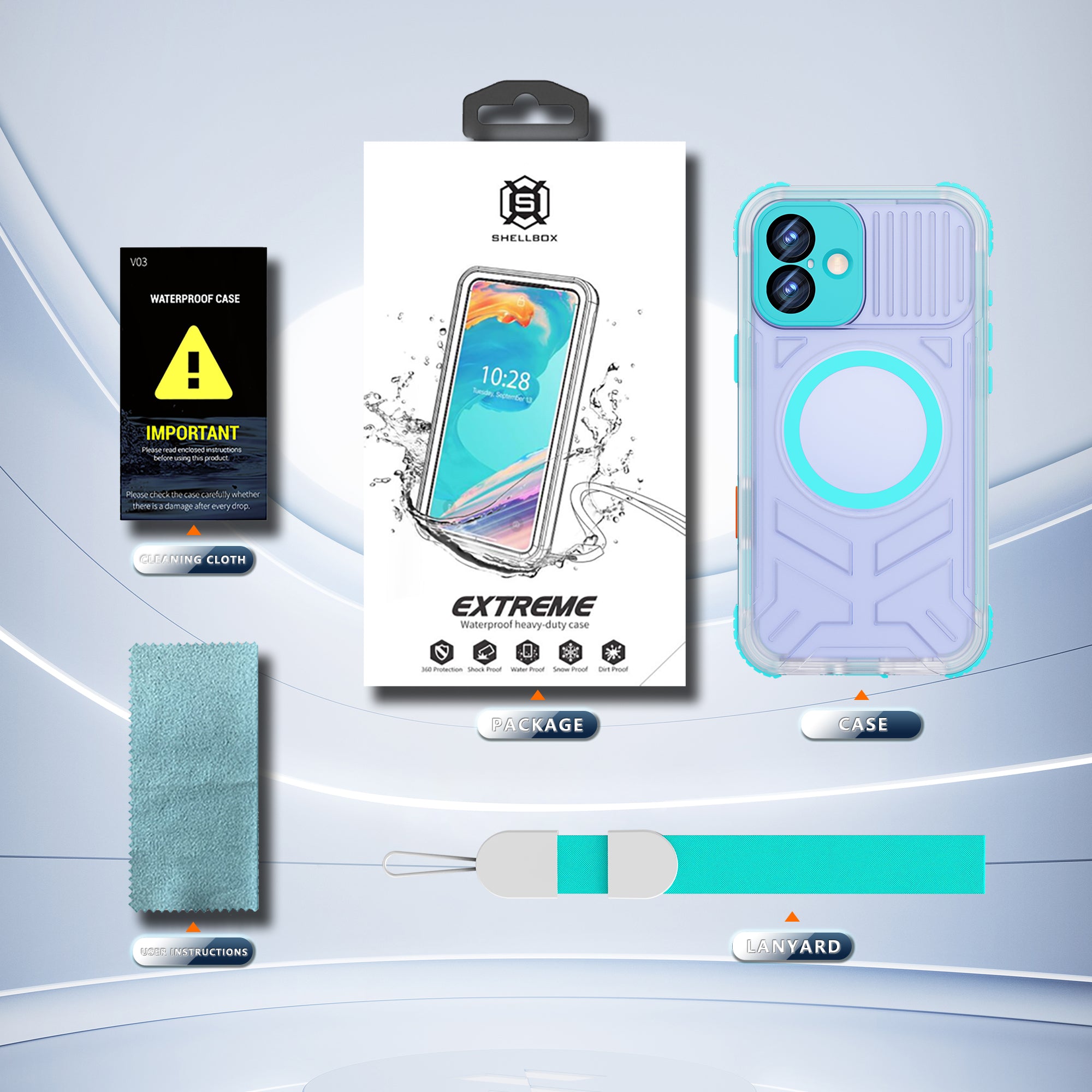 ShellBox iPhone 16 Plus Teal Transparent Protective Case – Slim Shockproof Hybrid Cover