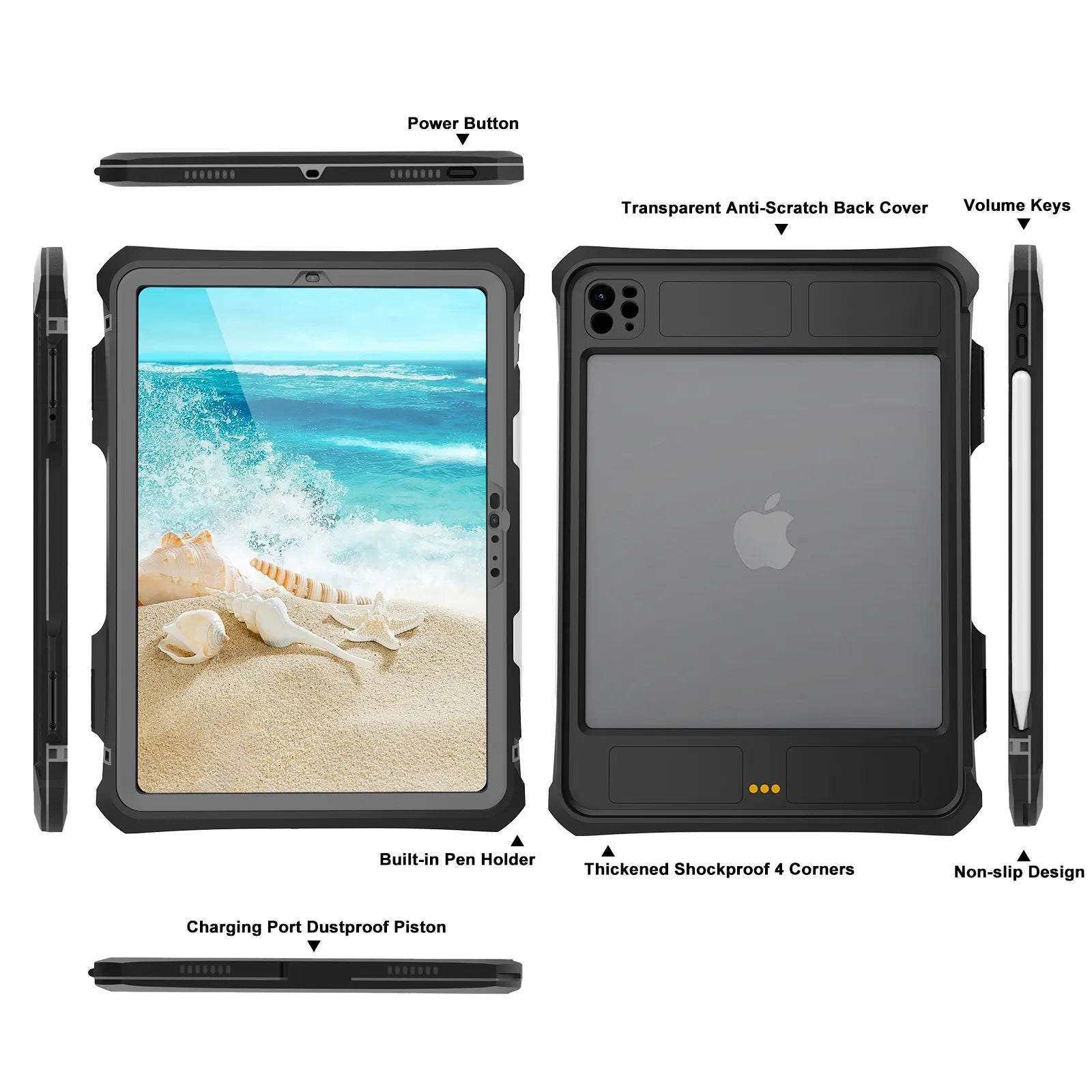 ShellBox Case 2024 iPad Pro 11" Protective Case – Full Body Rugged Black Edition