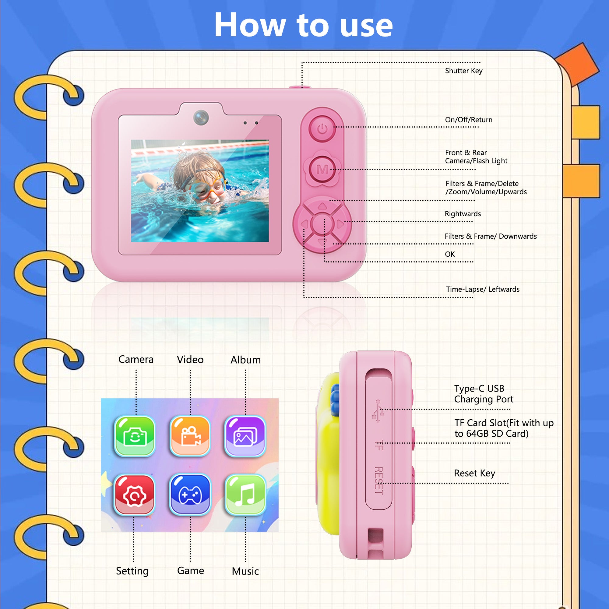 ShellBox Case  Waterproof Kids Camera – Child-Friendly Digital Camera for Swimming & Outdoor Play