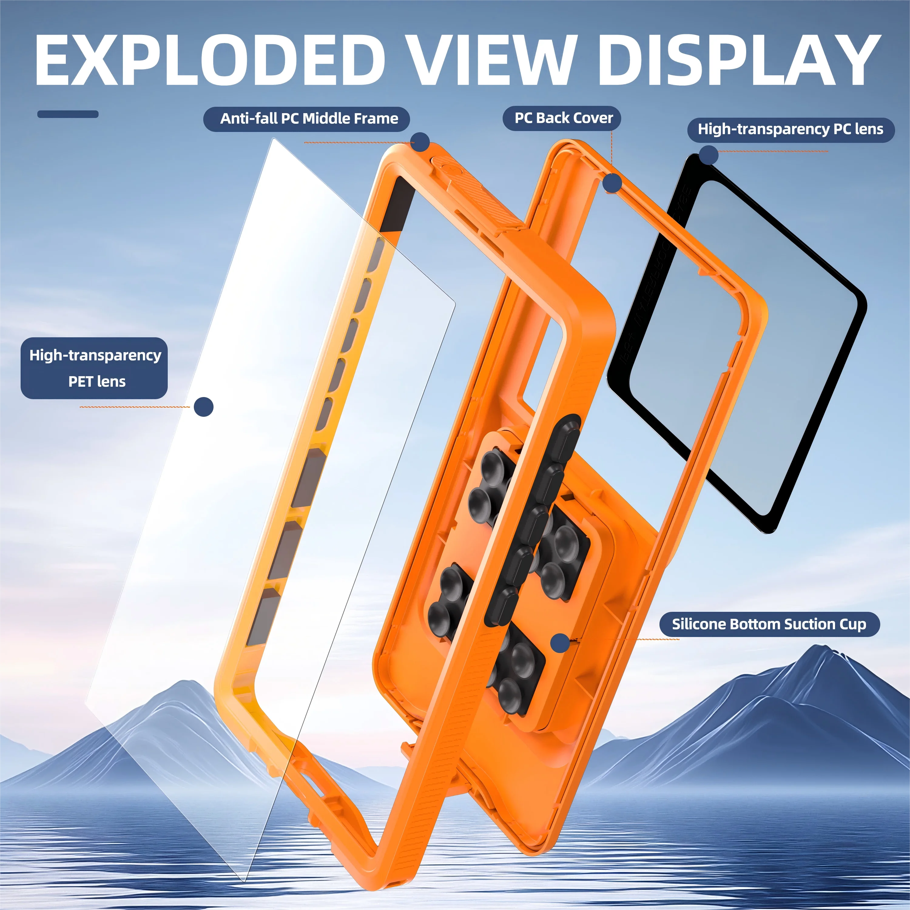 6.9" Universal Waterproof Shockproof Phone Case with Suction Cup