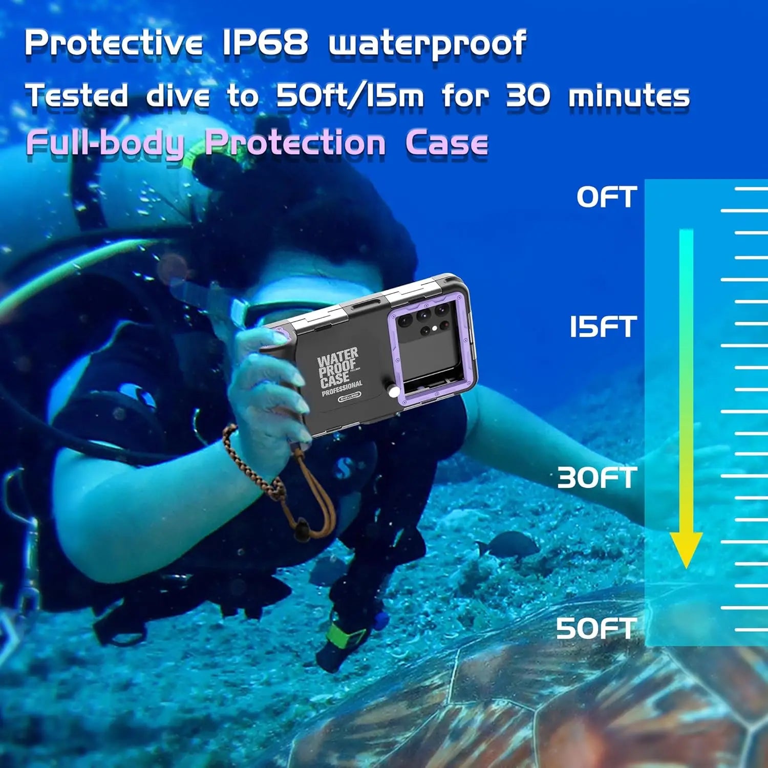Universal Waterproof Diving Phone Case with Lanyard 360° Protection