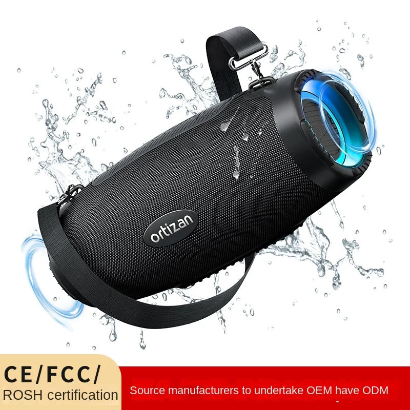 ORTIZAN M8 Portable Bluetooth Speaker with RGB Lights, IPX2 Waterproof