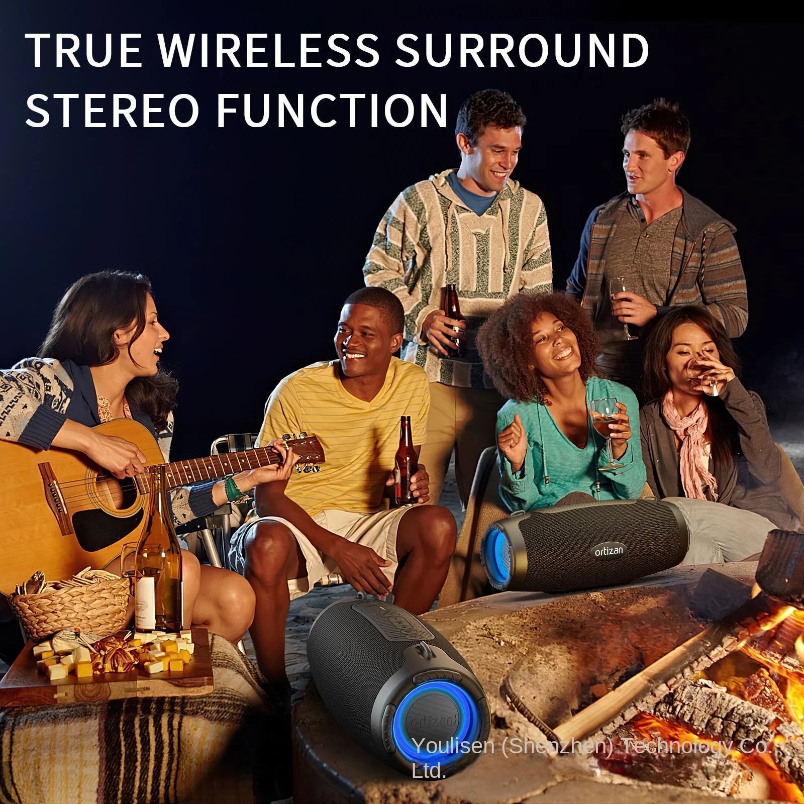 ORTIZAN M8 Portable Bluetooth Speaker with RGB Lights, IPX2 Waterproof