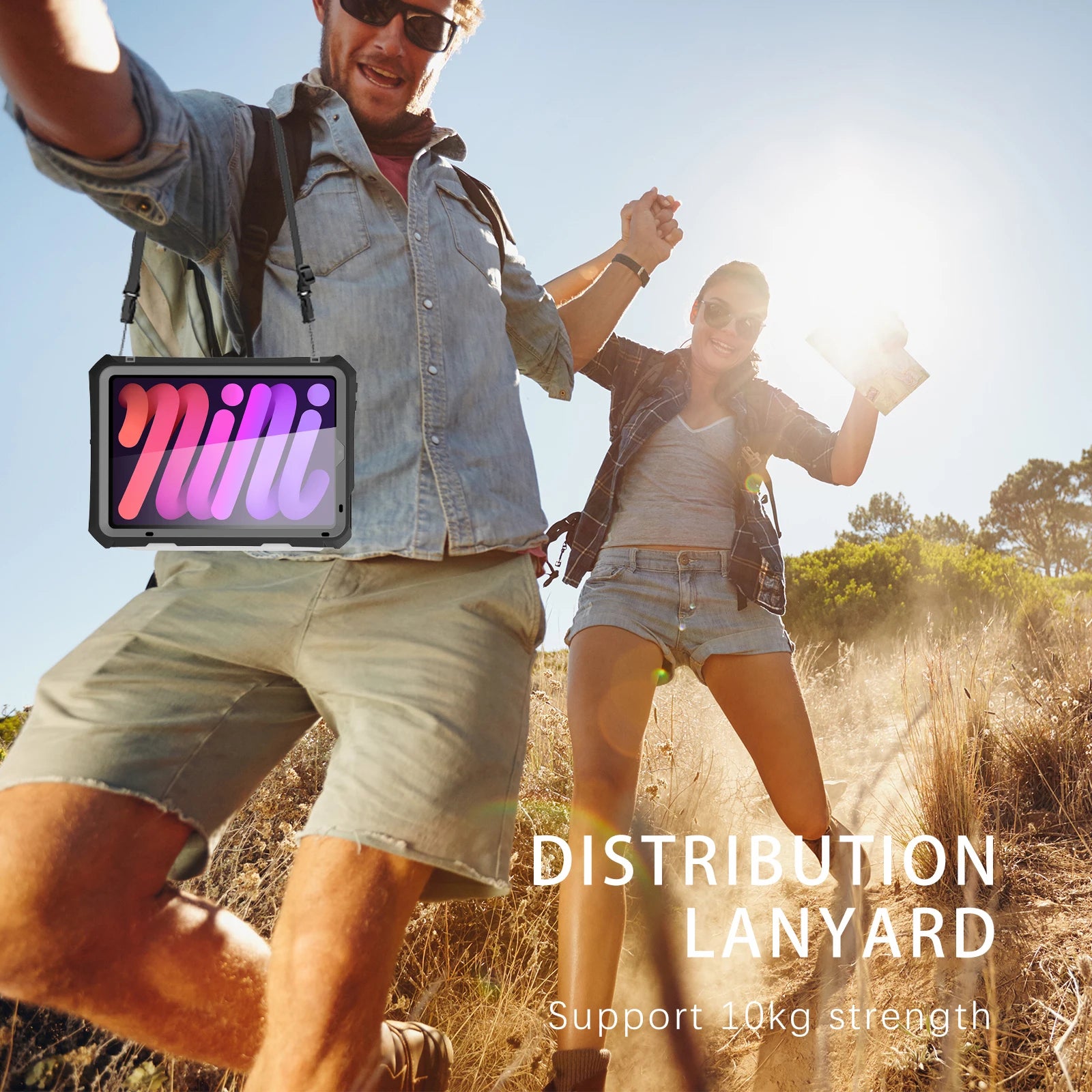 Colorful Black PU Leather Tri-Fold Case for iPad Mini 7/6