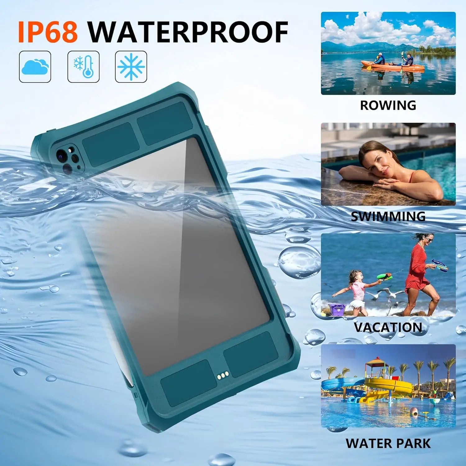 ShellBox 360° Waterproof Case for iPad Pro 11" 2024 Cyan