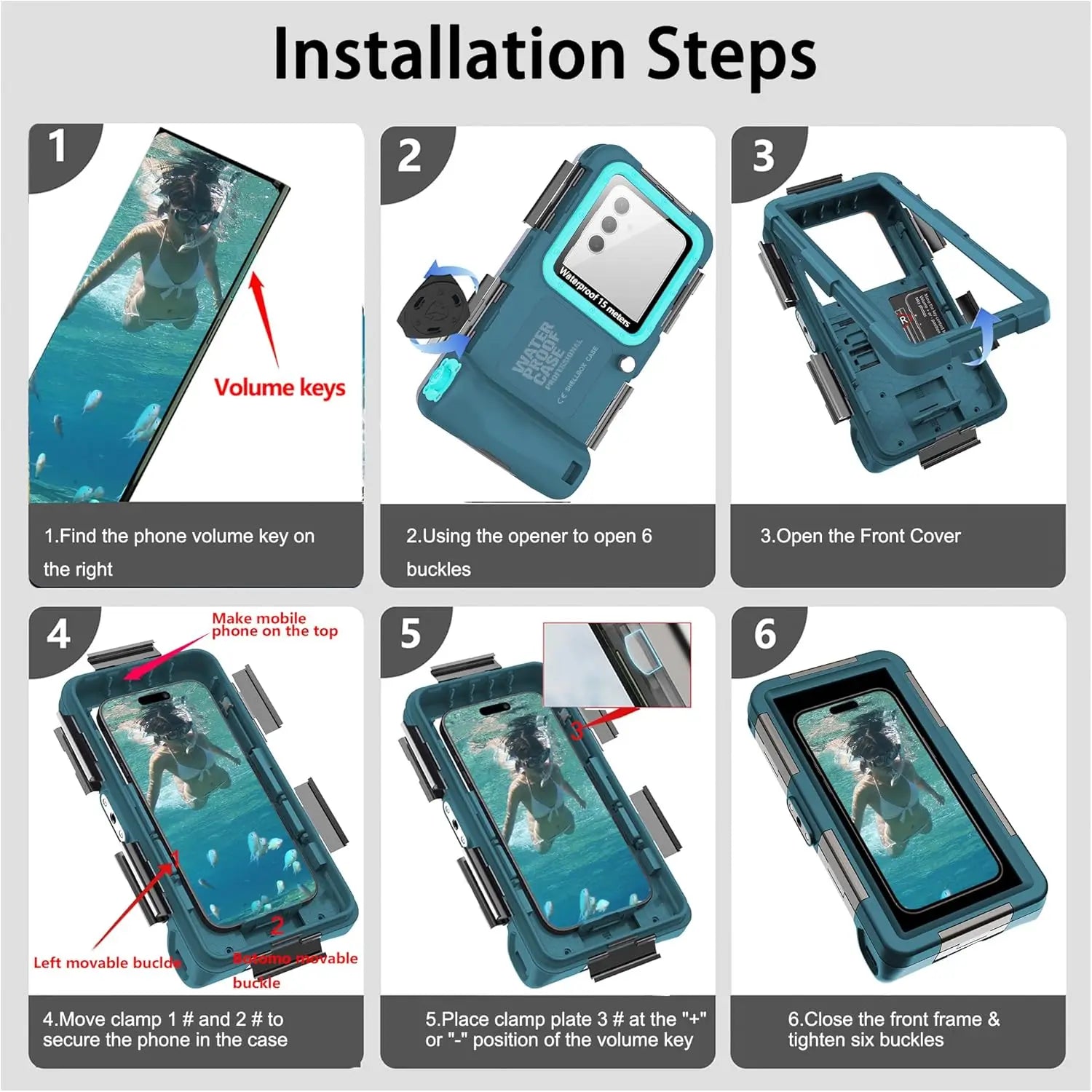 Universal Waterproof Scuba Phone Case with 360° Animal Design