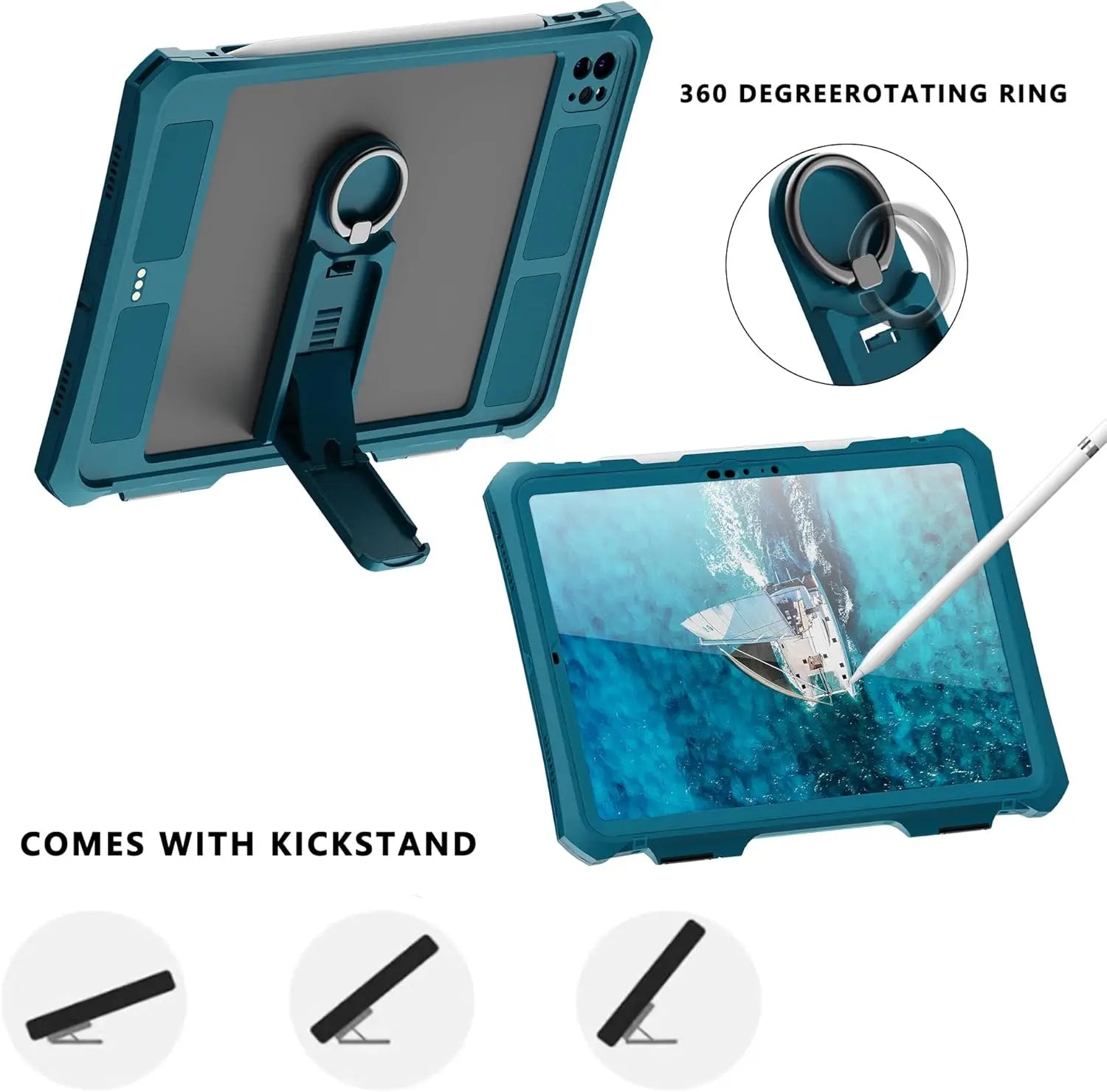 ShellBox 360° Waterproof Case for iPad Pro 11" 2024 Cyan