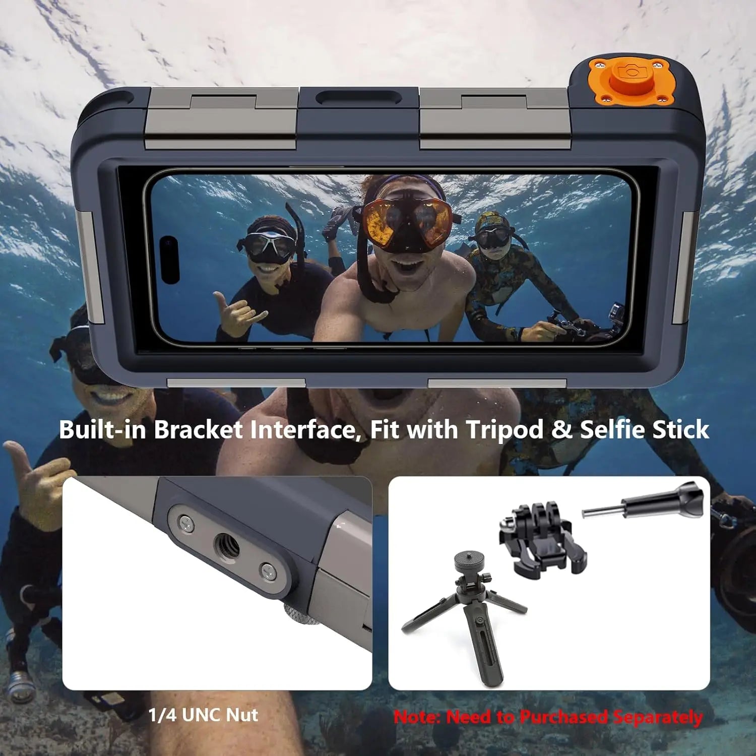 Shellobox Universal Waterproof Diving Case for iPhone 16 Plus 50FT