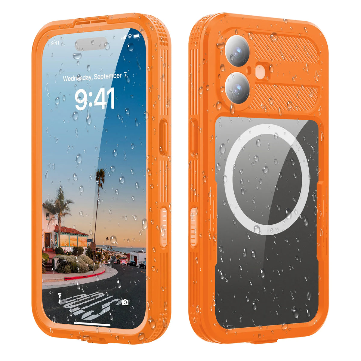 ShellBox Case Magnetic Waterproof Case with Screen & Camera Protector – Orange Side for  iPhone 17