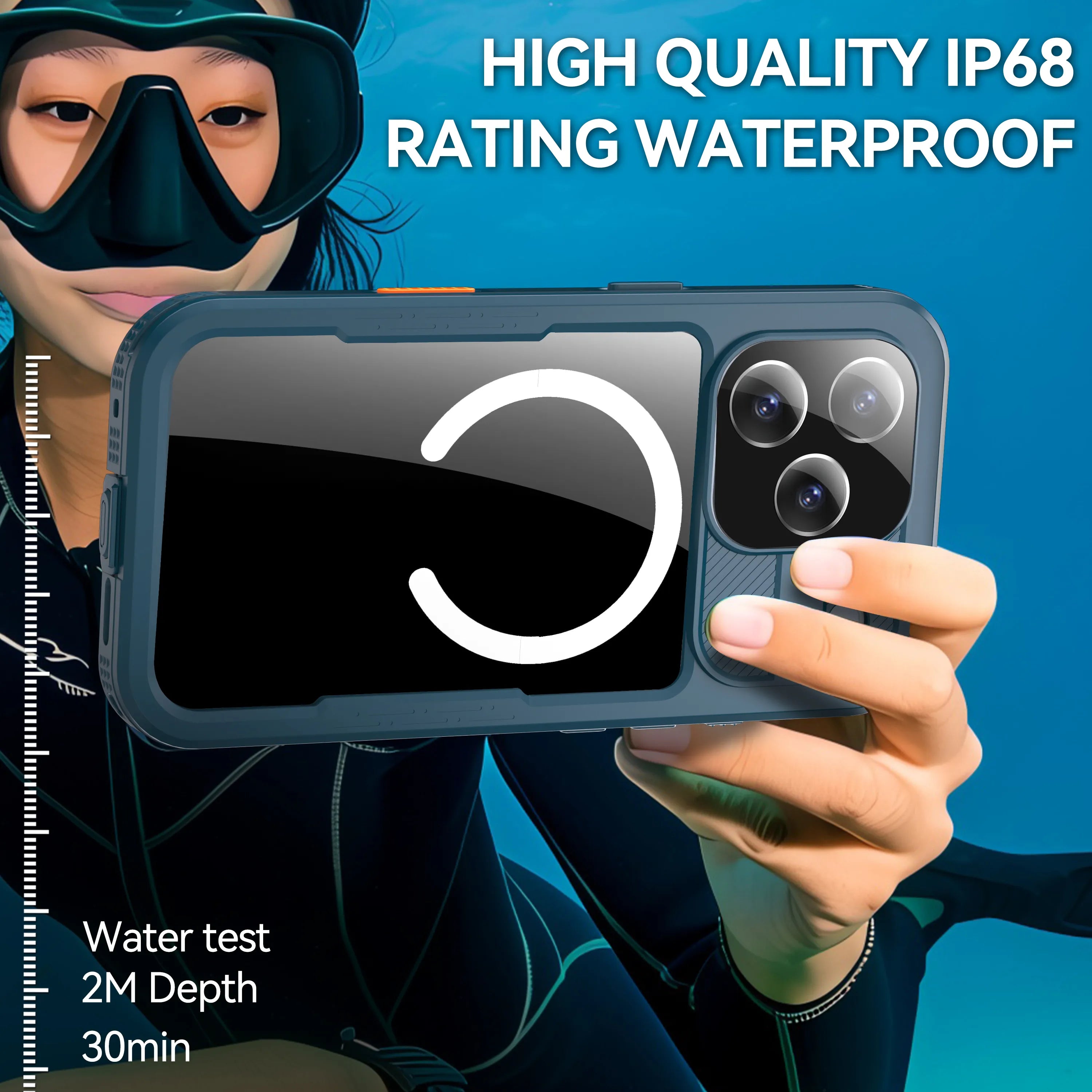 ShellBox Case Magnetic Clear Rugged Case for iPhone 17 Pro, Waterproof Dustproof Full Body Protection with Built-in Screen & Lens Protector