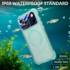 ShellBox Case Waterproof Case for iPhone 17 Pro Max – Clear Frosted Matte Teal Green with Screen & Lens Protector