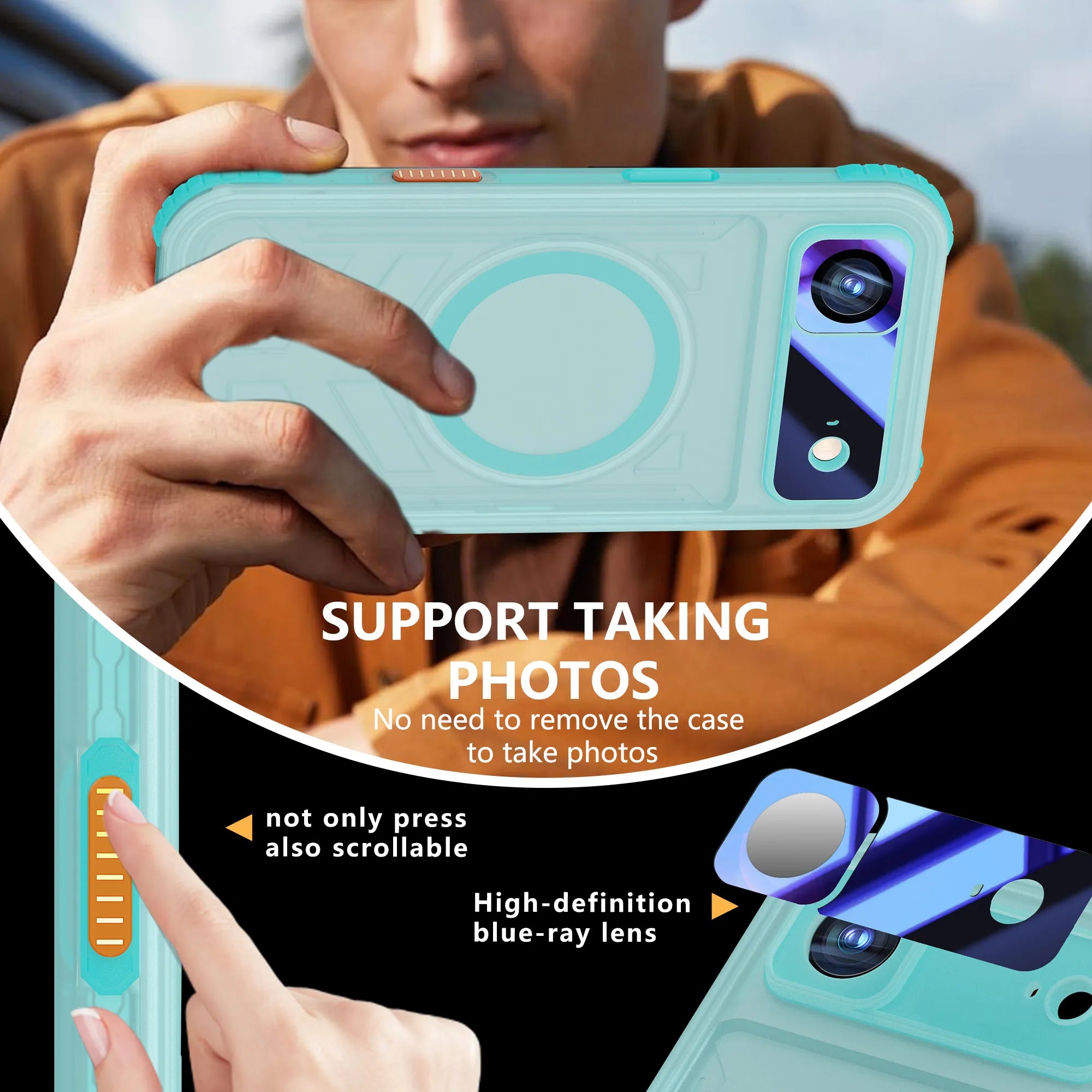 ShellBox Case Waterproof Case for iPhone 17 Air– Clear Frosted Matte Teal Green with Screen & Lens Protector