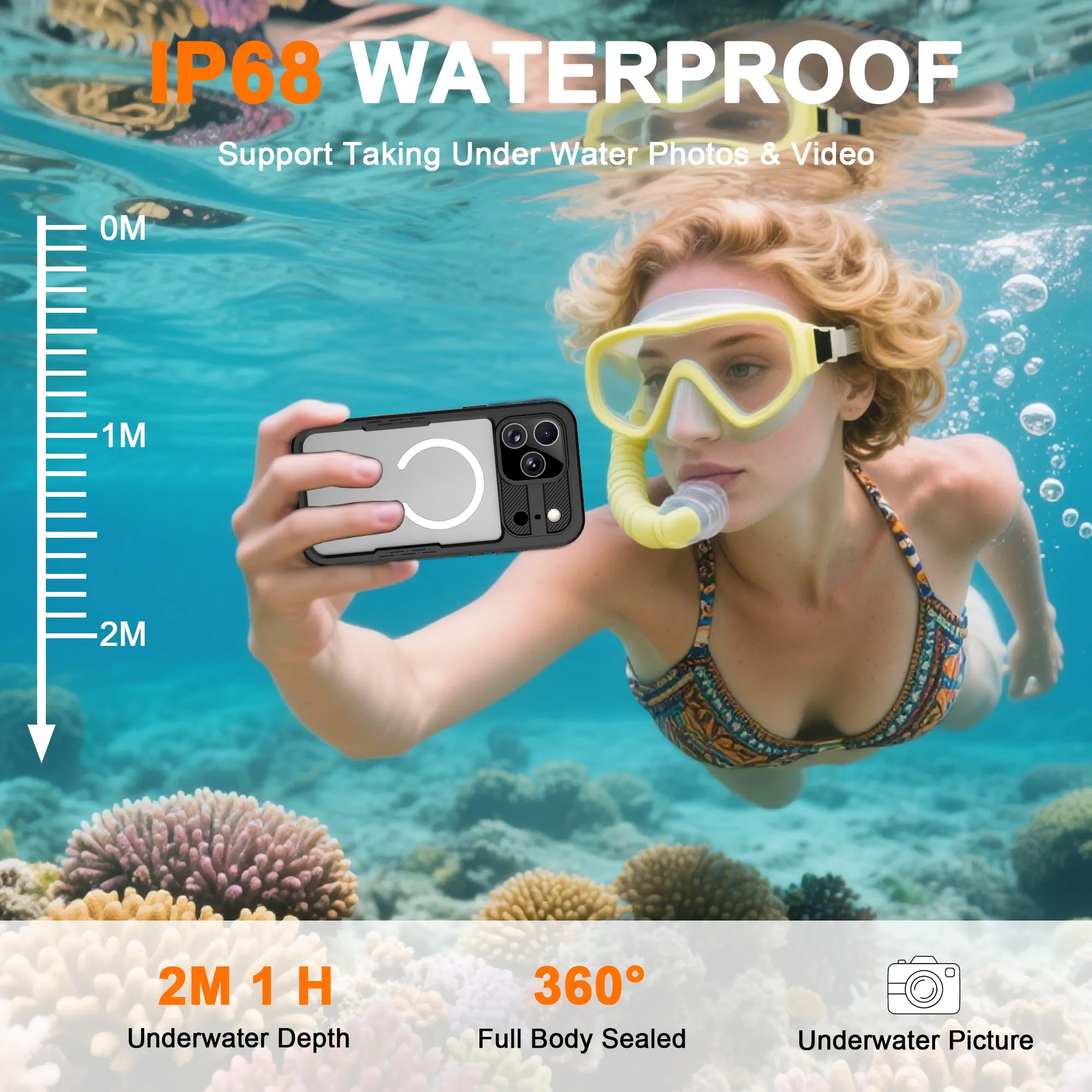 ShellBox Case Waterproof Case for iPhone 17 Pro, 360 Full Body Shockproof Cover with Screen & Camera Lens Protector