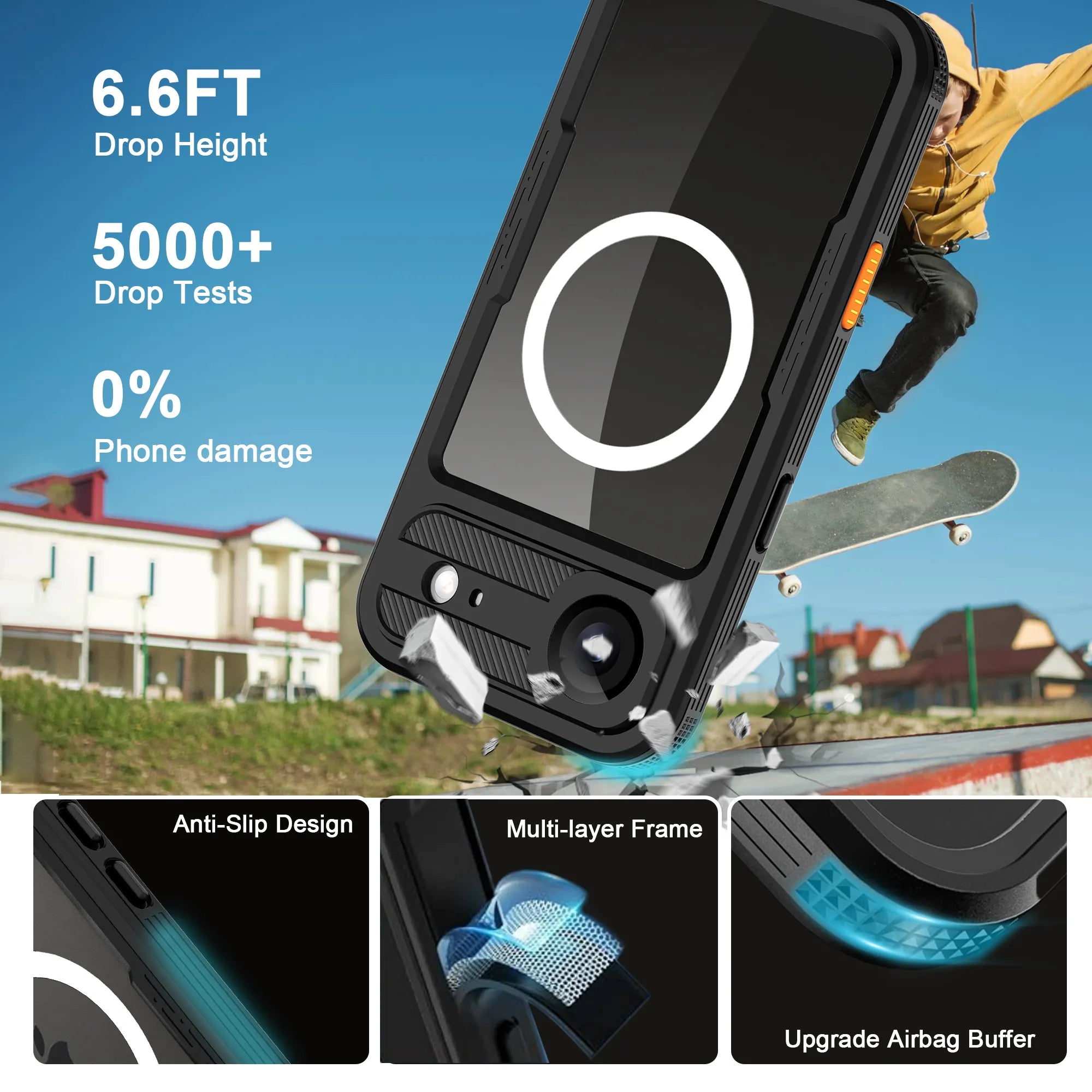 ShellBox Case Air Waterproof Magnetic Case for iPhone 17 Air, Black IP68 Full-Body Shockproof Cover with Screen & Camera Lens Protector