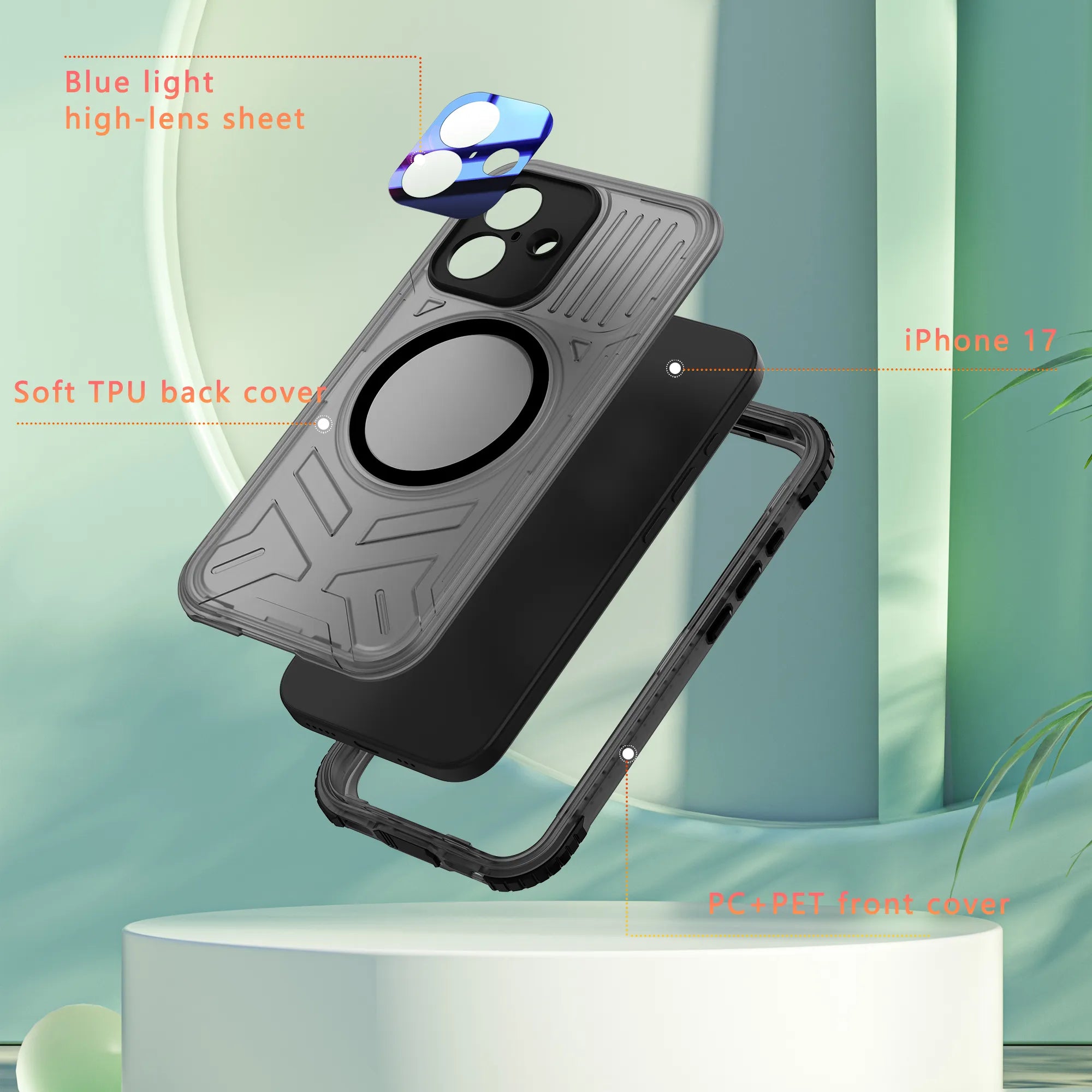 ShellBox Case Waterproof Case for iPhone 17 – Frosted Black Full Body Cover