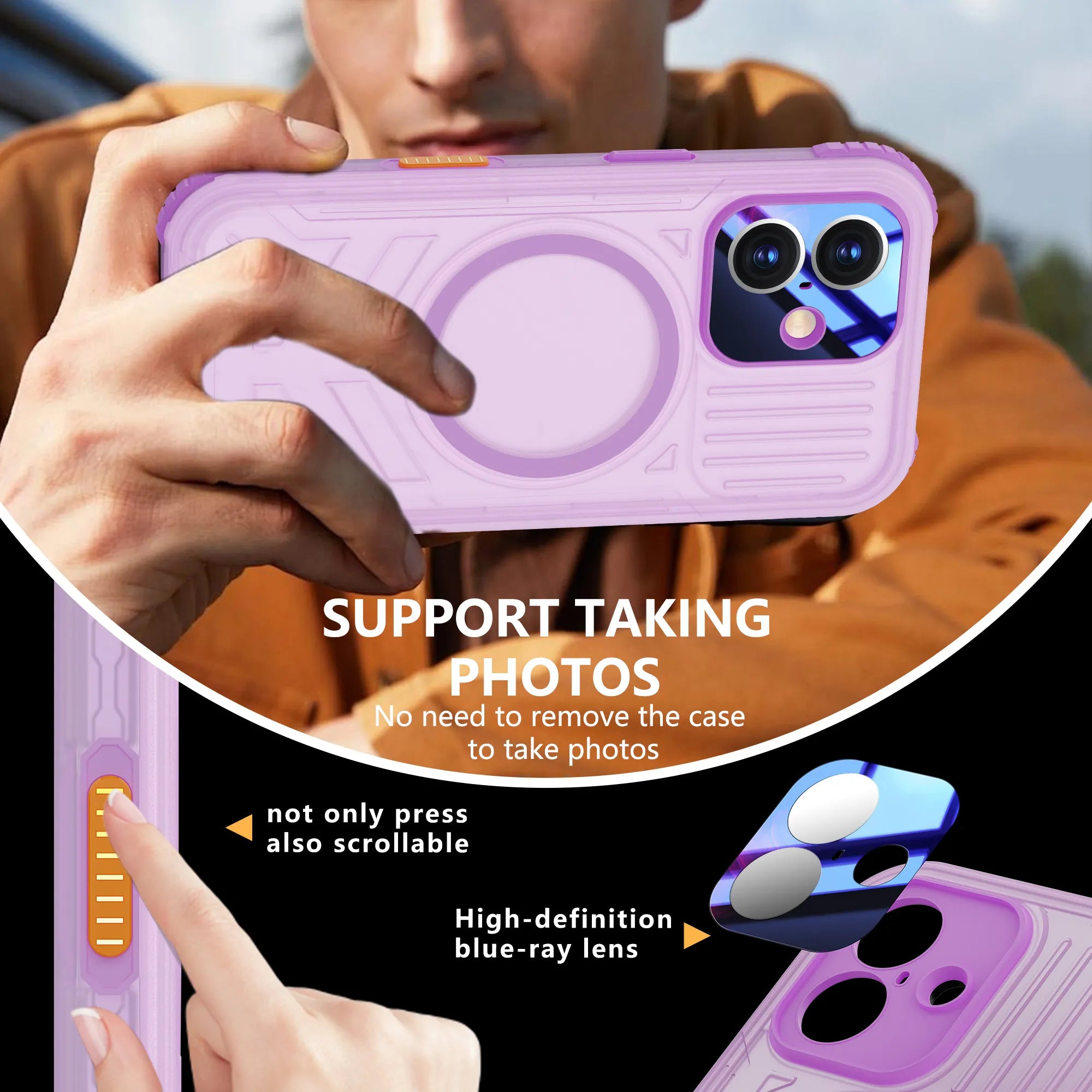 ShellBox Case Magnetic Waterproof Case for iPhone 17 – Matte Frosted Purple with Screen & Camera Protector