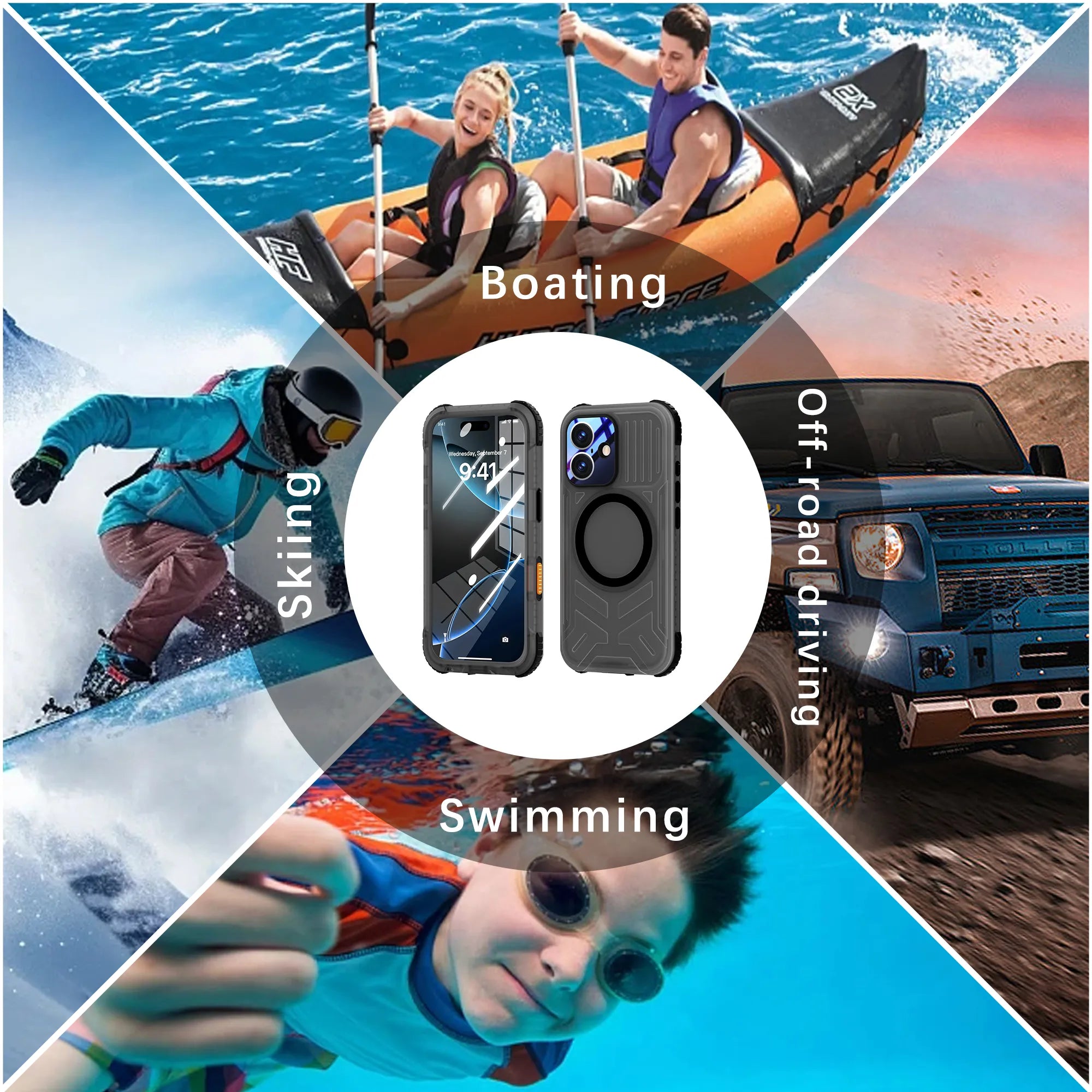 ShellBox Case Waterproof Case for iPhone 17 – Frosted Black Full Body Cover