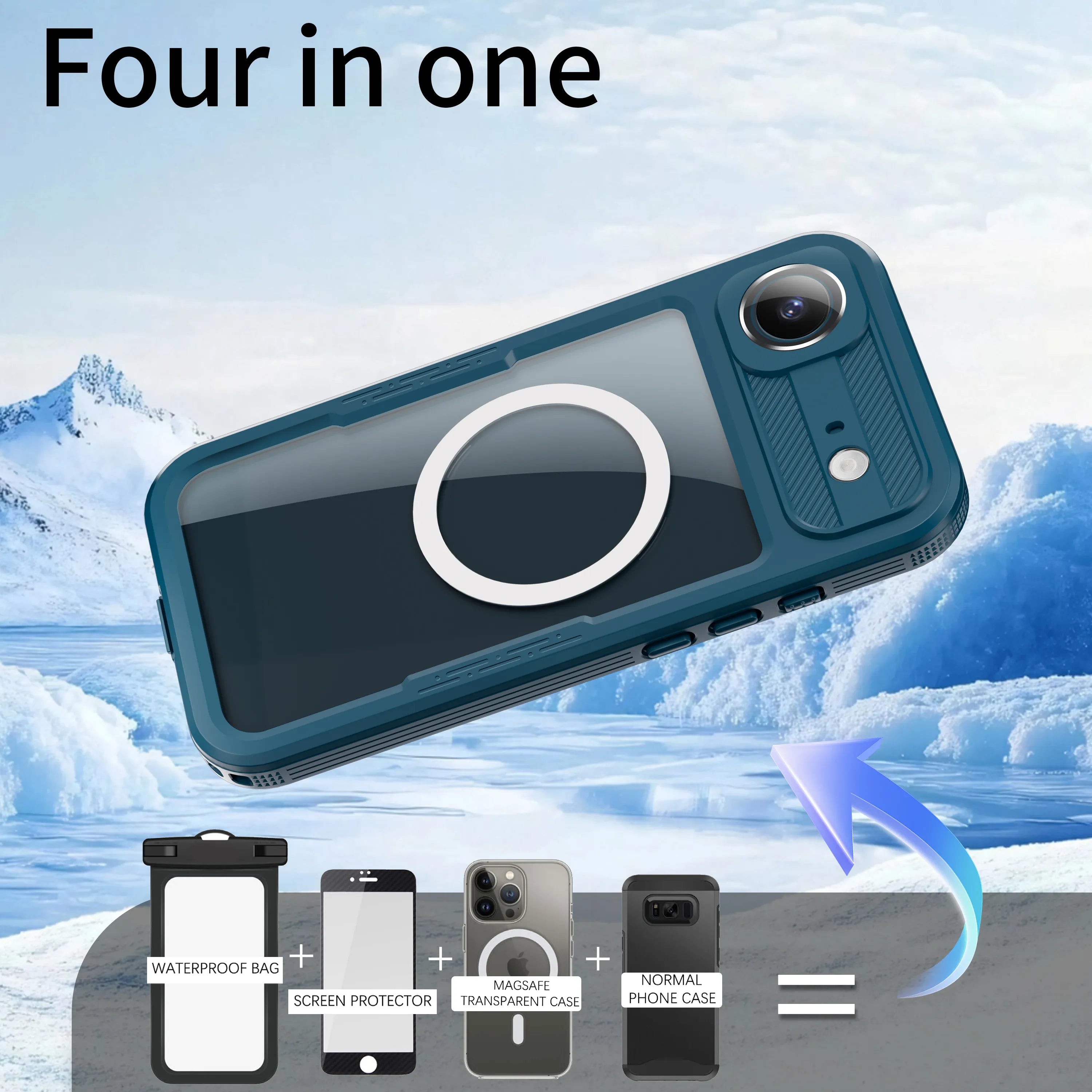 ShellBox Case Magnetic Waterproof Case for iPhone 17 Air, 360 Full Body Protective Cover with Screen & Lens Protector, Underwater Filming