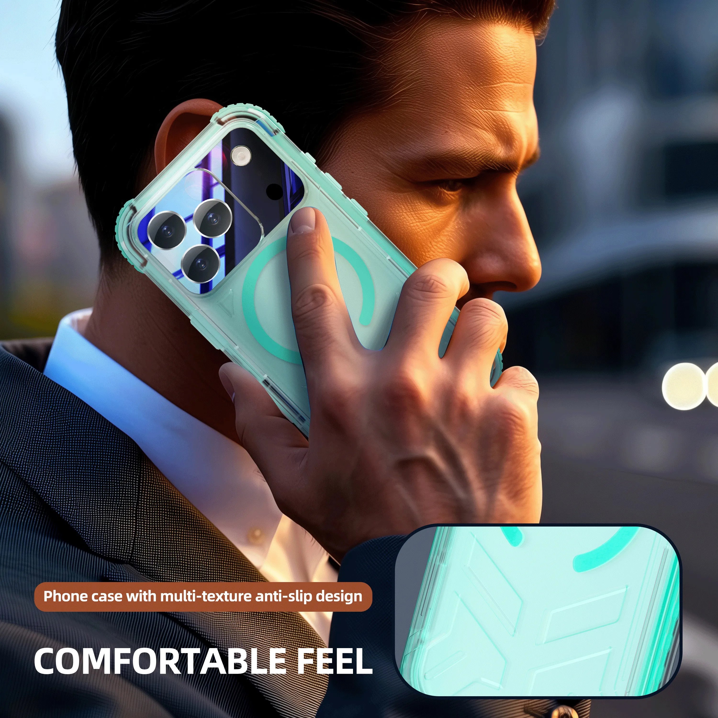 ShellBox Case Waterproof Case for iPhone 17 Pro – Clear Frosted Matte Teal Green with Screen & Lens Protector