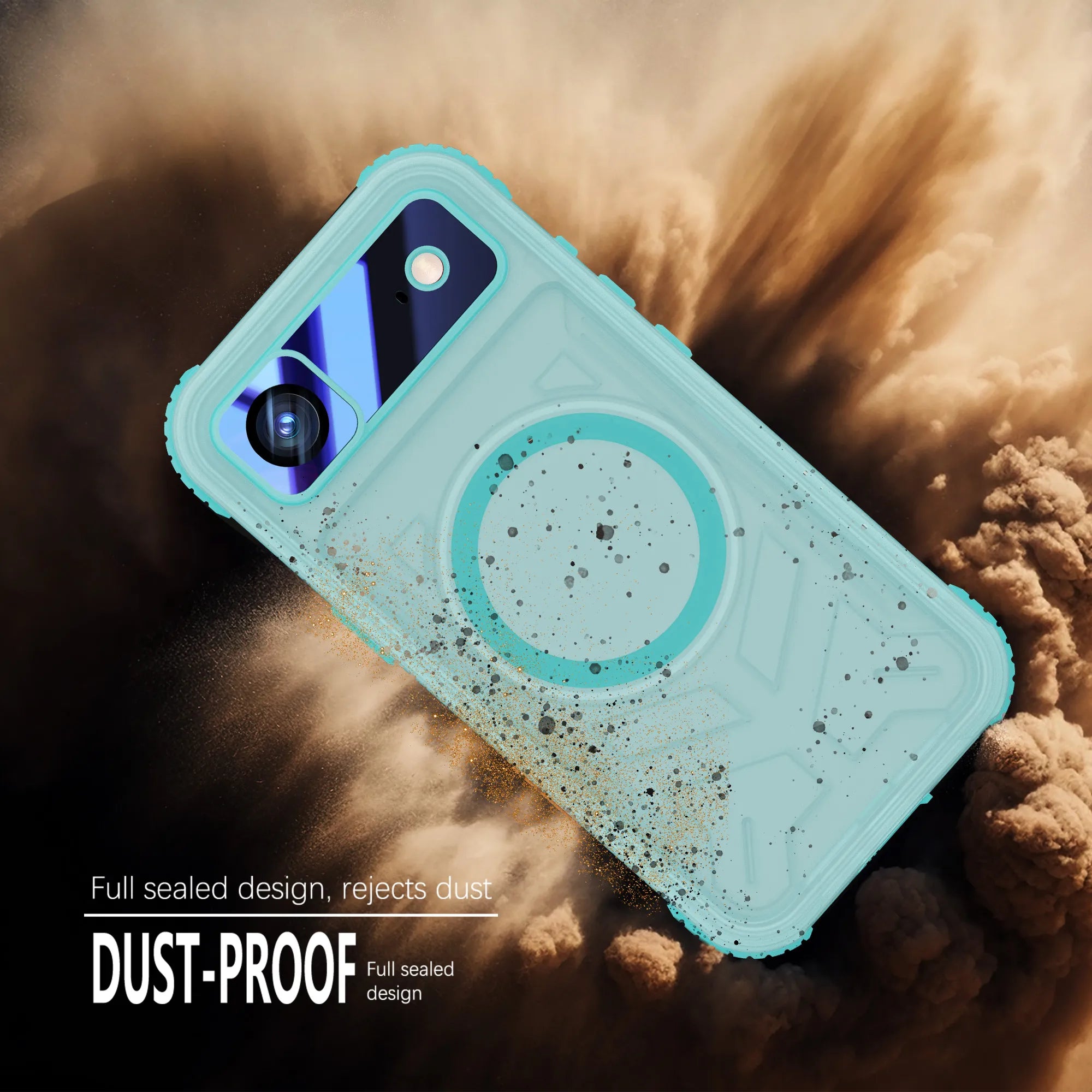 ShellBox Case Waterproof Case for iPhone 17 Air– Clear Frosted Matte Teal Green with Screen & Lens Protector