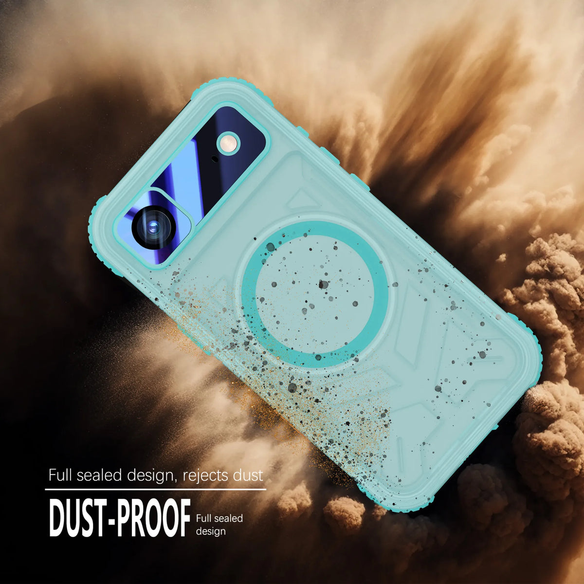 ShellBox Case Waterproof Case for iPhone 17 Air– Clear Frosted Matte Teal Green with Screen & Lens Protector