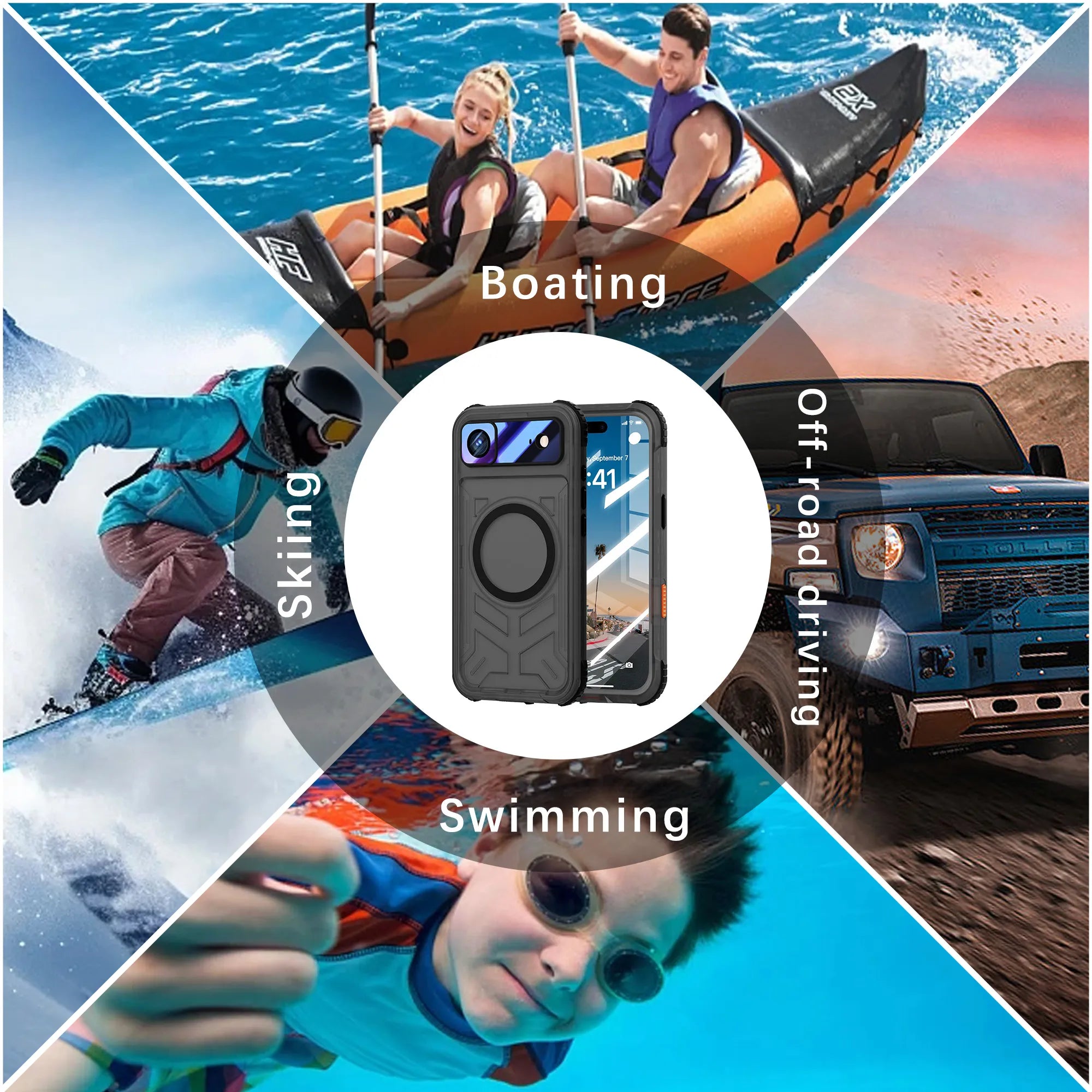 ShellBox Case Waterproof Case for iPhone 17 Air – Full Body Protective Cover with Screen & Lens Protector, Frosted Black