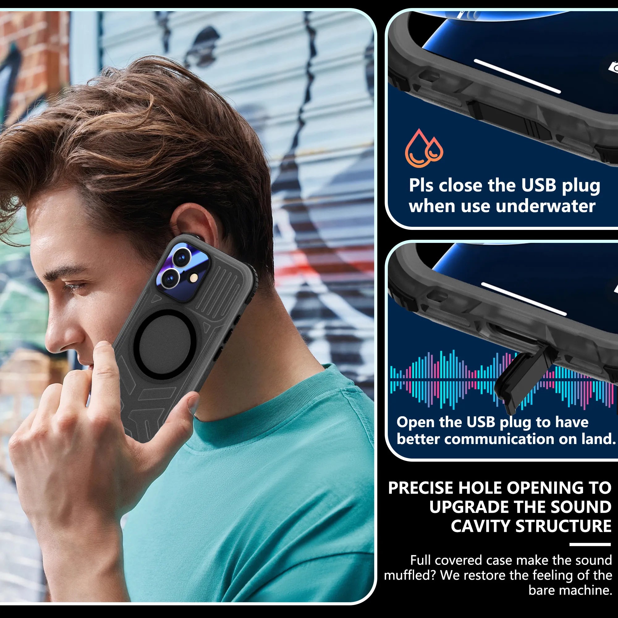 ShellBox Case Waterproof Case for iPhone 17 – Frosted Black Full Body Cover