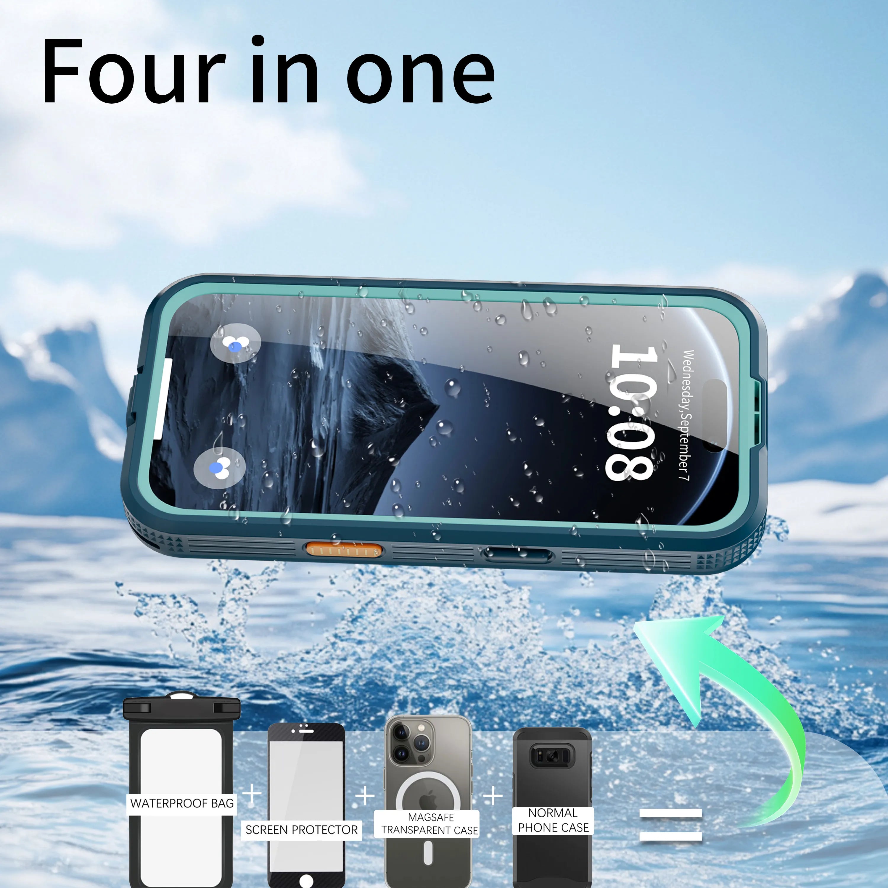 ShellBox Case for iPhone 17 Pro Max, IP68 Waterproof Full Body Protection with Built-in Screen Protector, Military Grade Underwater Phone Cover