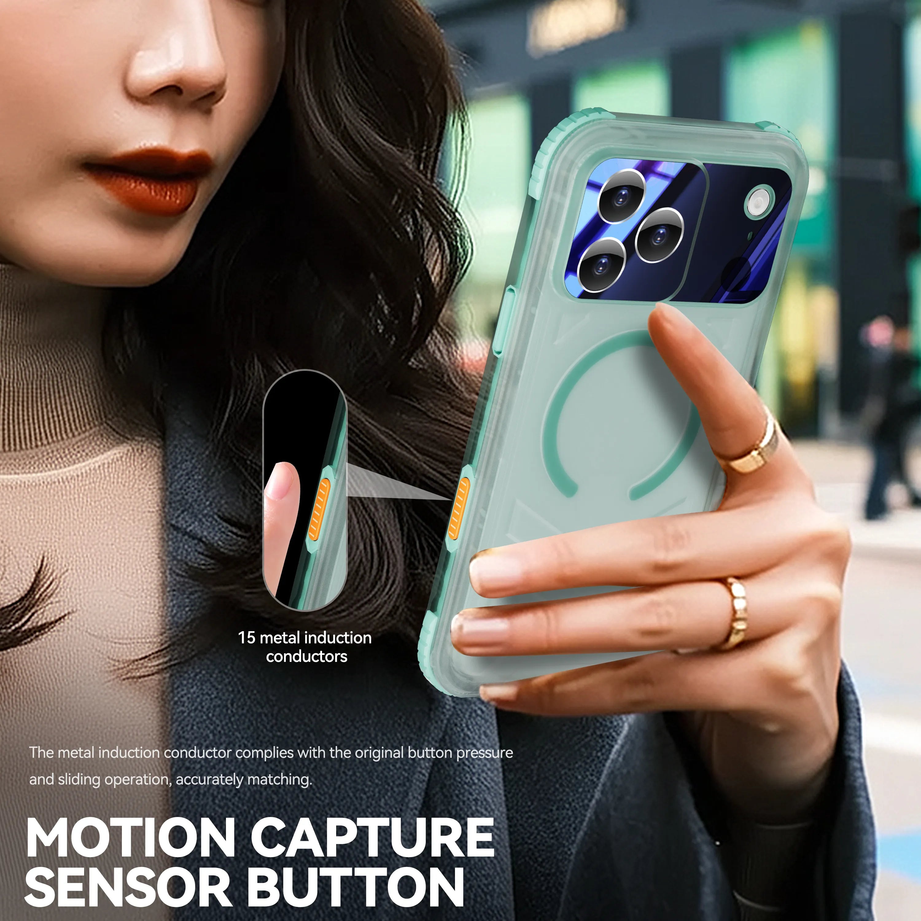 ShellBox Case Waterproof Case for iPhone 17 Pro Max – Clear Frosted Matte Teal Green with Screen & Lens Protector