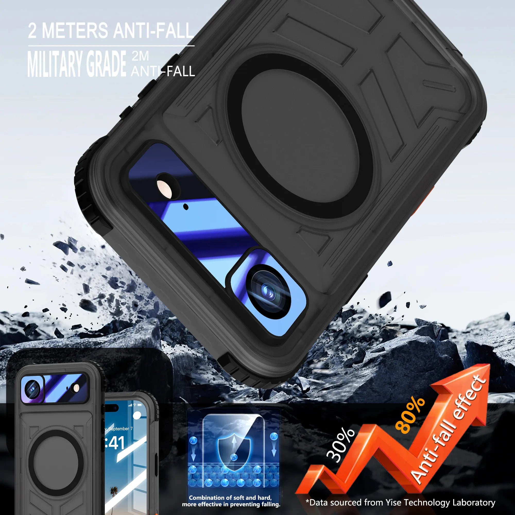 ShellBox Case Waterproof Case for iPhone 17 Air – Full Body Protective Cover with Screen & Lens Protector, Frosted Black