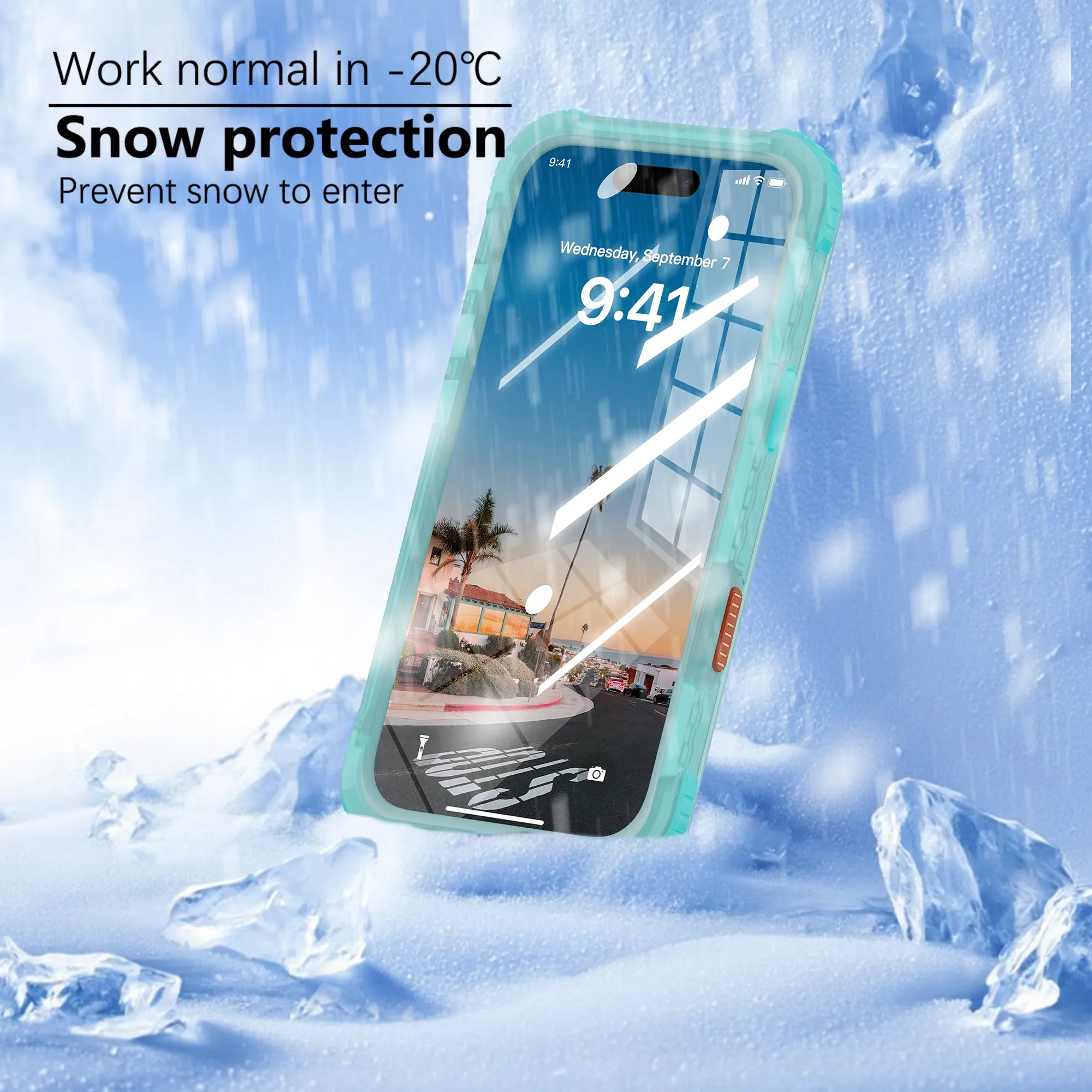 ShellBox Case Waterproof Case for iPhone 17 Air– Clear Frosted Matte Teal Green with Screen & Lens Protector