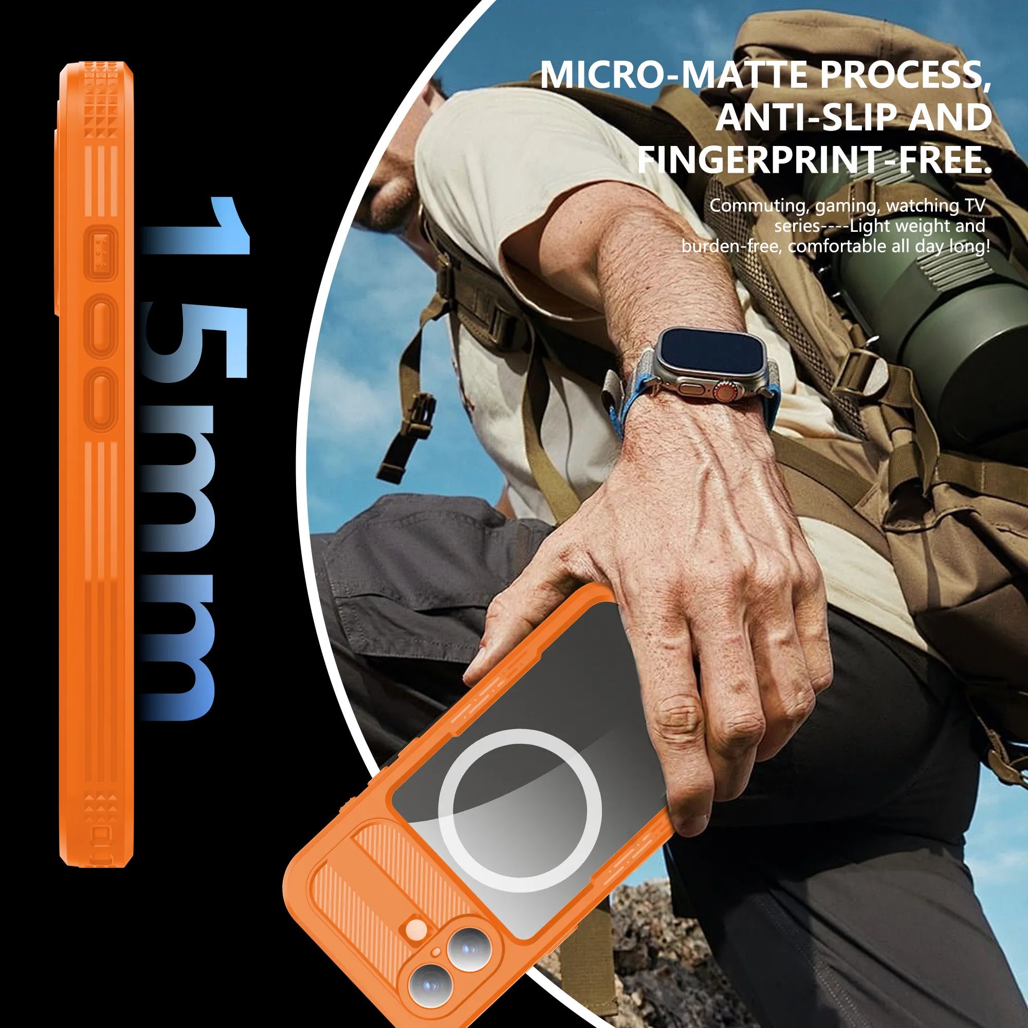 ShellBox Case Magnetic Waterproof Case with Screen & Camera Protector – Orange Side for  iPhone 17