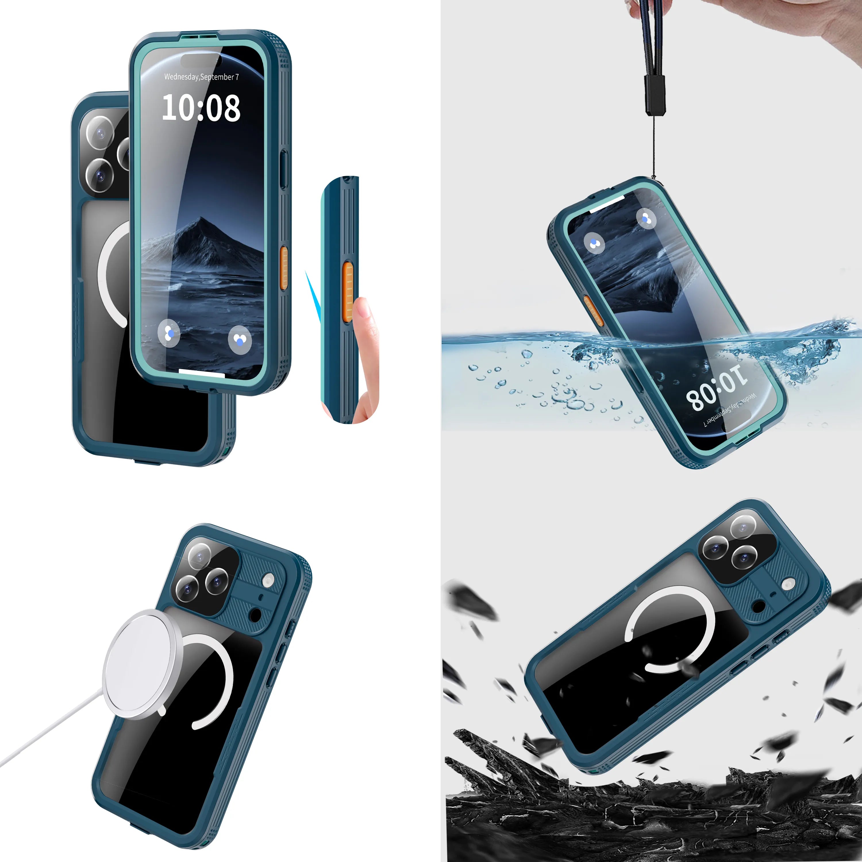 ShellBox Case for iPhone 17 Pro Max, IP68 Waterproof Full Body Protection with Built-in Screen Protector, Military Grade Underwater Phone Cover
